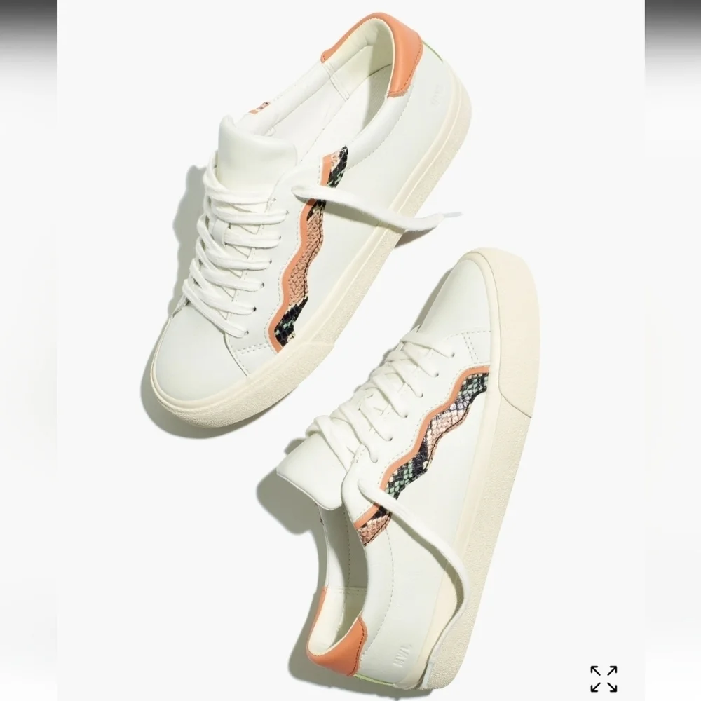 MADEWELL Sidewalk Sneakers in Snake Embossed Leather Wave Edition size 7.5